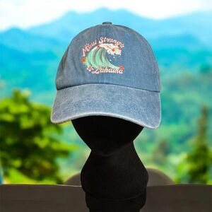 MAUI STRONG LAHAINA HAWAII Blue Floral Adjustable Baseball Cap